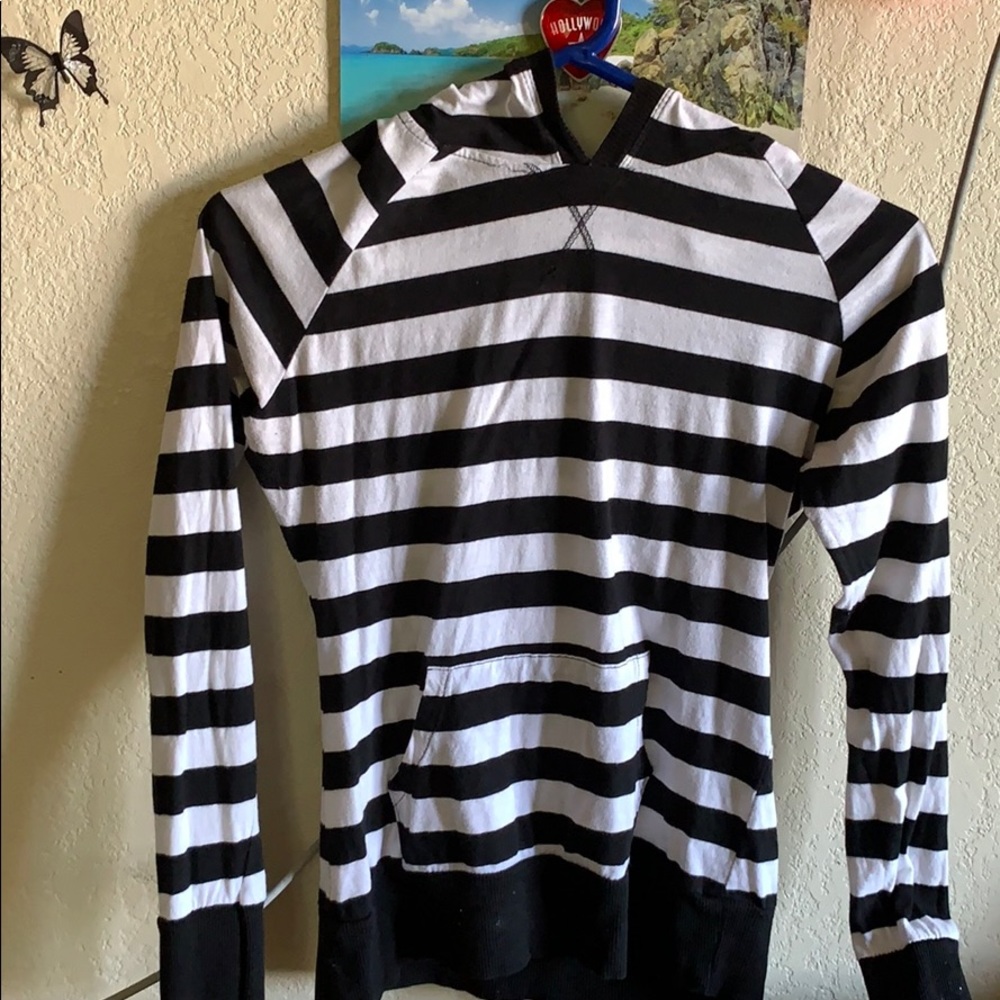 striped hooded top